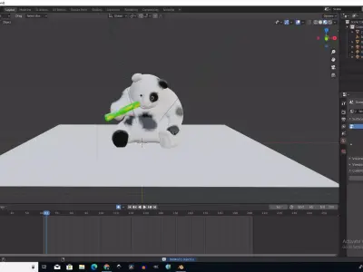 A panda computer screen showing cow 3D model