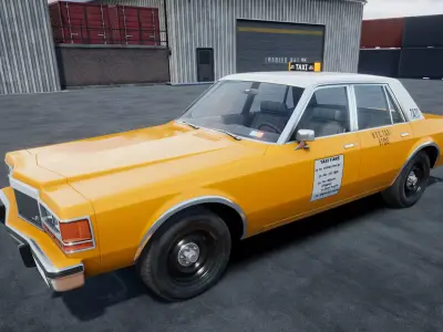 80s Yellow Taxi unity asset Low-poly 3D model