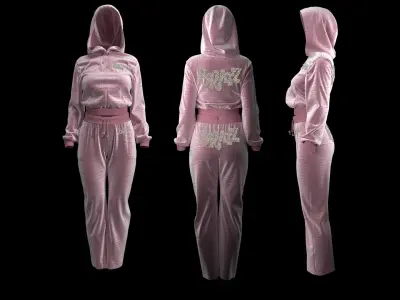 Pink Tracksuit  with Bratz Logo Fitted to Gen8 Body Mesh 3D model