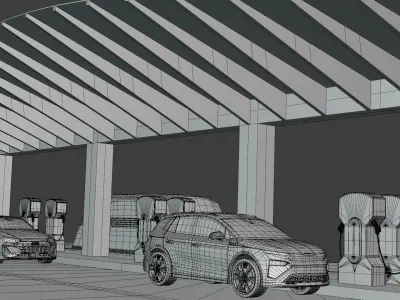 Charger with Skoda Audi and Tesla Robovan 3D model