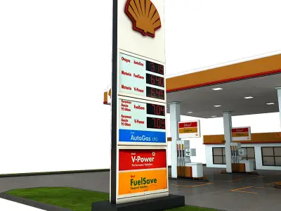 3D Gas Station Low-poly 3D model