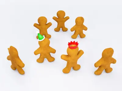 Gingerbread man 3d model Low-poly 3D model