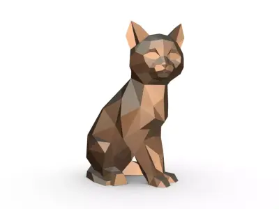 cat low poly egyptian 3D print model