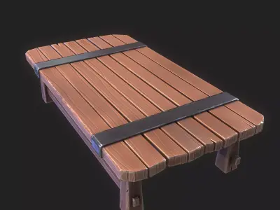 Table low-poly 3D model PBR Game ready For Unreal Engine Low-poly 3D model