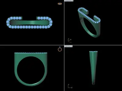 alphabet jewelry ring diamond letter C 3D print model