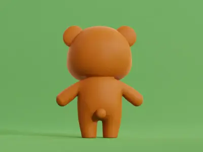 Cartoon Bear  Cute Chibi Kawaii  Illustration  Low-poly 3D model