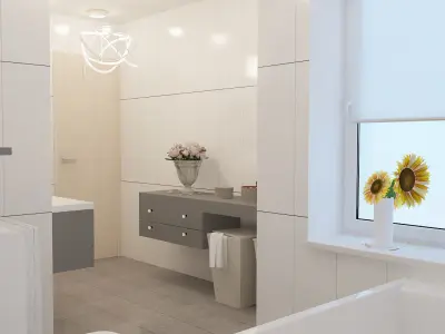 Bathroom modern with tiles 3D model