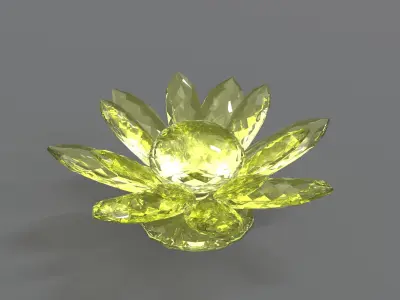 Glass Flower Showpiece Yellow Low-poly 3D model