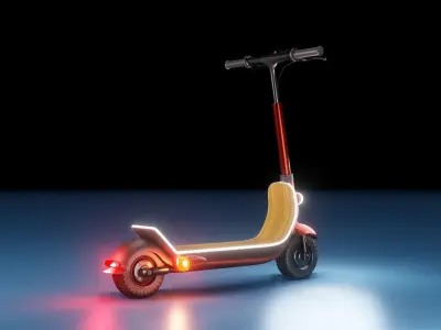 Red retro modern electric scooter 3D model