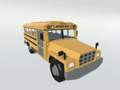 School bus yellow american Low-poly 3D model