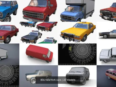 80s NewYork cars 3D Model Collection
