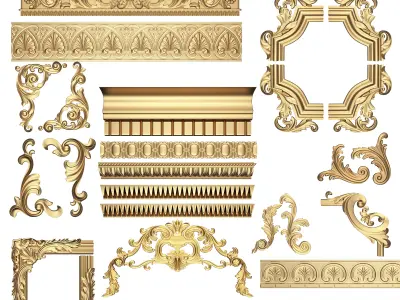 Collection of 170 Classic Carvings 06 Low-poly 3D model