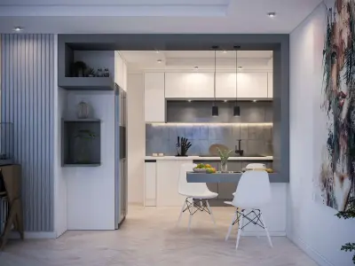 Kitchen modern in apartment 3D model