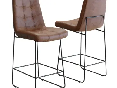 Crate and Barrel Naomi Leather Bar Stool 3D model
