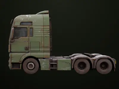 Heavy Truck Chassis 04 Dirty 4 Color Collection All PBR Textures Low-poly 3D model
