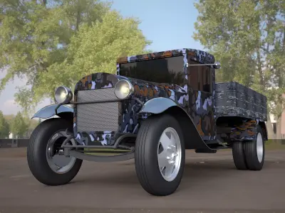  gaz-aa vintage van vehicle truck 3D model