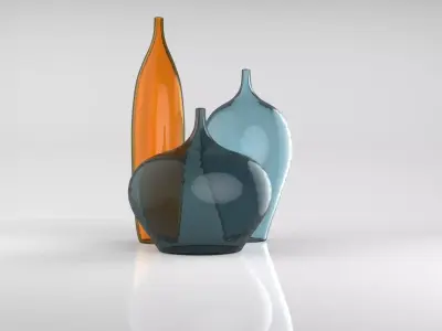 Set of vases Low-poly 3D model