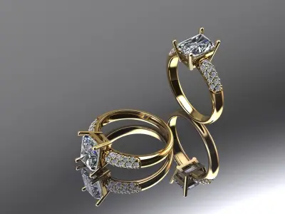 Custom Solitaire woman Ring   3D model