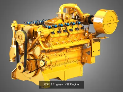 C32 Acert -  G3412 Engines - V12 Industrial Engines 2 in 1 3D Model Collection