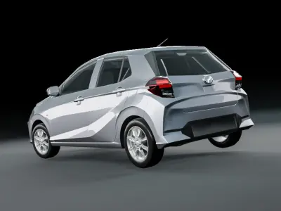 Perodua Axia D74A 2023 with Interior Low-poly 3D model