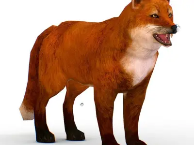 LowPoly Model Beautiful Red Fox Low-poly 3D model