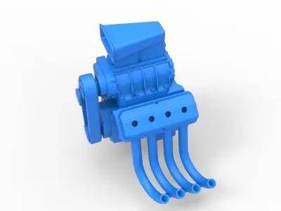 Engine V8 for vintage dragster Version 7 Scale 1 to 25 3D print model