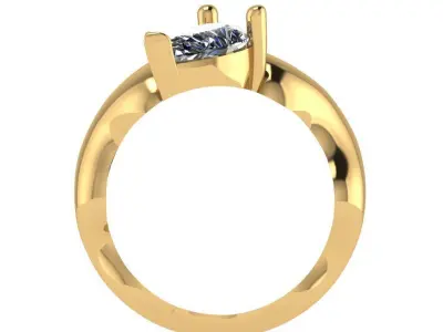 Wavy shank pear cut solitaire diamond ring 3D print model