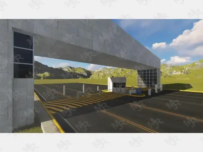 Entrance1 parking garage with car Low-poly 3D model