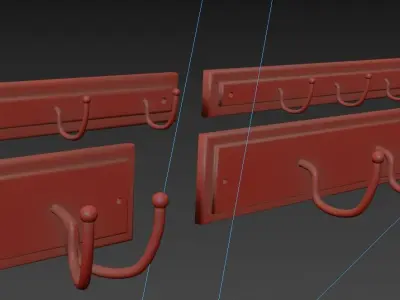 Key and Coat Hooks Free 3D model