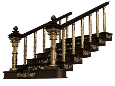 Carved Stair 03 Black Low-poly 3D model