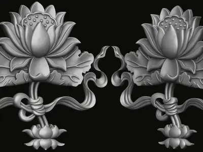 Buddhist Lotus Relief 3D print model