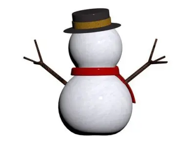 Snowman wearing hat and scarf 3D model