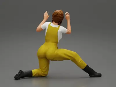 automotive mechanic girl with suit check the car 3D print model