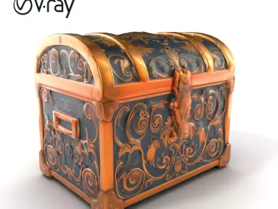 Magical Ornate Trunk with Scrollwork model pack Low-poly 3D model