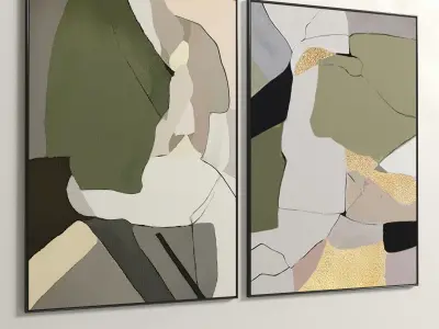 Plaster Two Photo Frame E-52 Low-poly 3D model