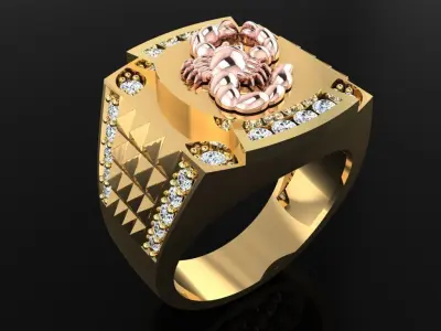Scorpion Ring - Men ring - N4195 3D print model