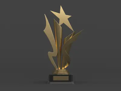 Gold Trophy Cups 3D model 16