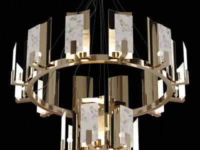 CARRARA MARBLE ROUND 2-TIER CHANDELIER 3D model