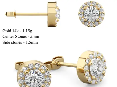 Set Stud of 10 earrings  3D print model