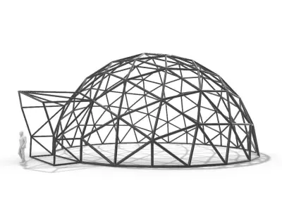 Geodesic Dome with Door Opening V3 3D model