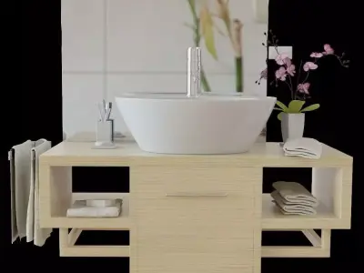washbasin set bathroom with sink and mirror 3D model