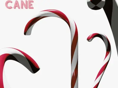 Christmas Candy Cane Low-poly 3D model Low-poly 3D model