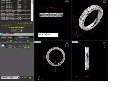 Band 3dm Render Details diamond eternity ring gold 3D print model