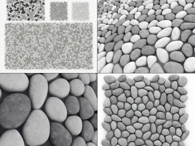 Panel pebble smooth Tile Bathroom n2 3D model