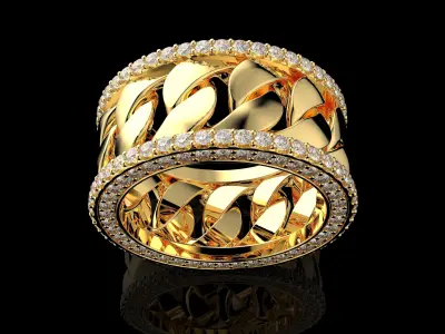 Luxury Gold Diamond Ring   High Quality  3D print model