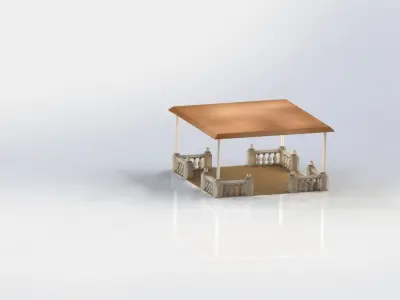 Alcove wooden gazebo 3D print model