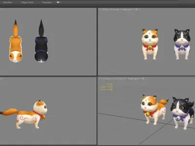 Cartoon fat cat Low-poly 3D model