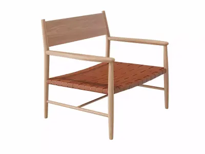 Leather wood chair 3D model