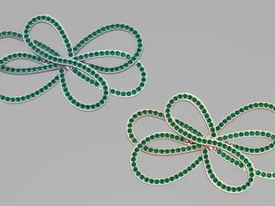 bowtie papion brooch and earrings 3D print model