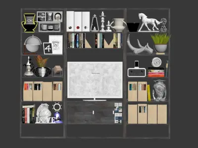 TvSHelf bookcase with shelves and tv 3D model